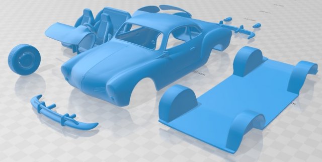 volkswagen karmann ghia coupe 1955 printable car Model do druku 3D .c4d .max .obj .3ds .fbx .stl .blend