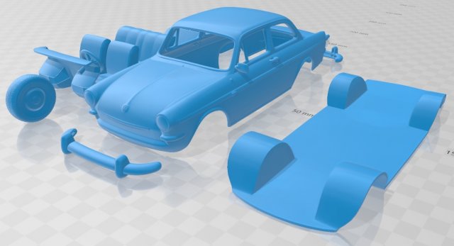 volkswagen 1500 notchback 1961 printable car 3D printmodel .c4d .max .obj .3ds .fbx .stl .blend