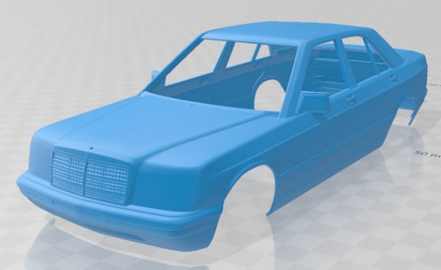 mercedes benz 190 w201 1982 printable body car 3Dプリントモデル .c4d .max .obj .3ds .fbx .stl .blend 