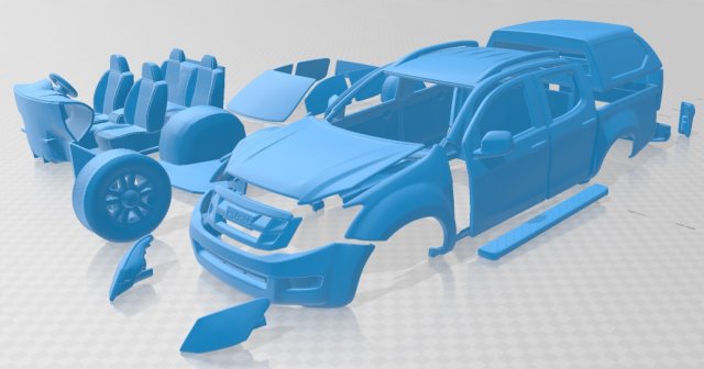 isuzu d-max double cab huntsman 2014 printable car 3D 打印模型 .c4d .max .obj .3ds .fbx .stl .blend 