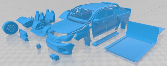 toyota hilux double cab 2016 printable car 3D 프린트 모델 .c4d .max .obj .3ds .fbx .stl .blend 