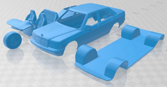 mercedes benz 190 w201 1982 printable car 3D Print Model .c4d .max .obj .3ds .fbx .stl .blend