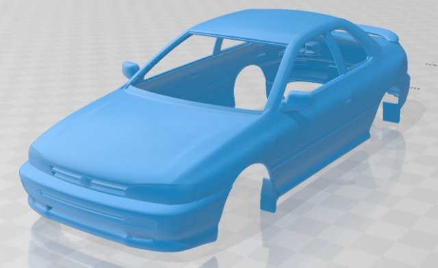 subaru impreza coupe 1995 printable body car 3Dプリントモデル .c4d .max .obj .3ds .fbx .stl .blend 