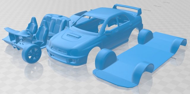 subaru impreza sti 2001 printable car 3D 打印模型 .c4d .max .obj .3ds .fbx .stl .blend 