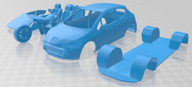 peugeot 207 2006 printable car 3D Принт Модель .c4d .max .obj .3ds .fbx .stl .blend