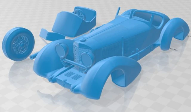 mercedes benz 710 ssk trossi roadster 1930 printable car 3D Print Model .c4d .max .obj .3ds .fbx .stl .blend 