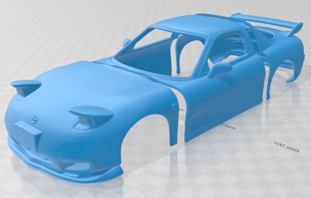 mazda rx7 1999 printable body car 3D-printmodel .c4d .max .obj .3ds .fbx .stl .blend 