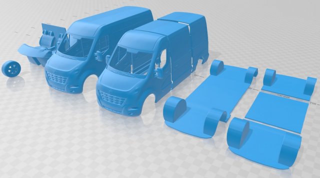 renault master panelvan 2010 printable Model do druku 3D .c4d .max .obj .3ds .fbx .stl .blend 