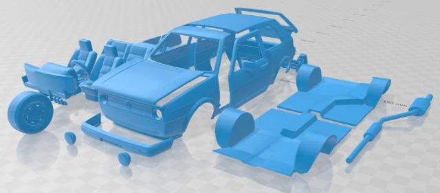volkswagen golf mk2 1983 printable car 3D Print Model .c4d .max .obj .3ds .fbx .stl .blend 
