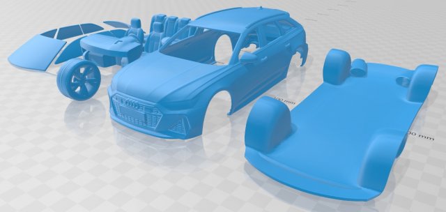 audi rs6 avant 2019 printable car 3D Baskı Modeli .c4d .max .obj .3ds .fbx .stl .blend 