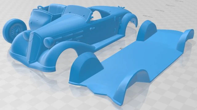 alfa romeo 6c 2300 s touring pescara spider 1935 printable car 3D Print Model .c4d .max .obj .3ds .fbx .stl .blend 