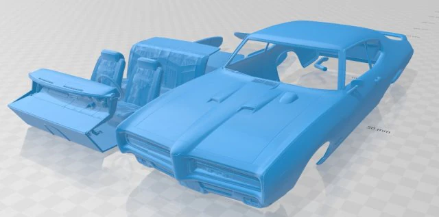 Pontiac Gto Judge 1969 auto stampabile in parti separate Modello di stampa 3D .c4d .max .obj .3ds .fbx .stl .blend 