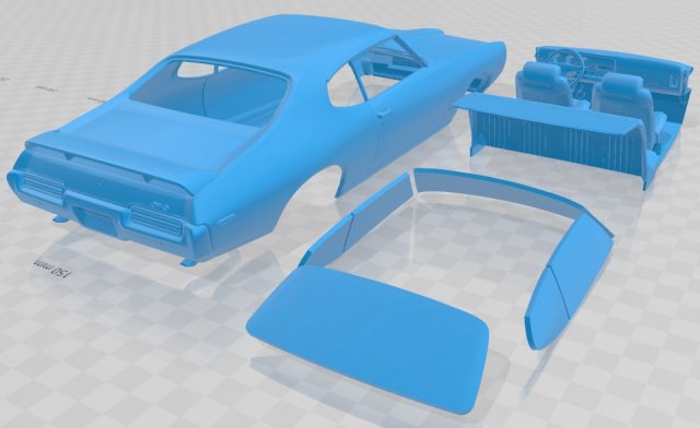 Download pontiac gto judge 1969 printable car in separate parts 3D Model