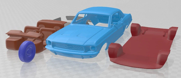 Mustang hardtop 1968 printable car 3D Print Model .c4d .max .obj .3ds .fbx .stl .blend 