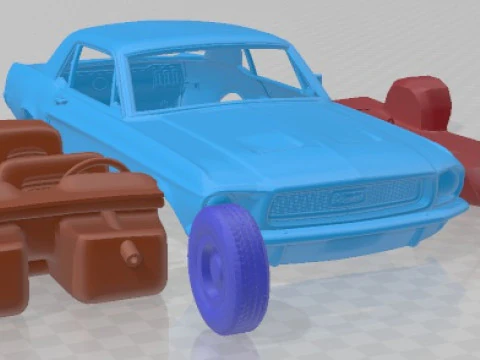 Mustang hardtop 1968 printable car 3D Print Model