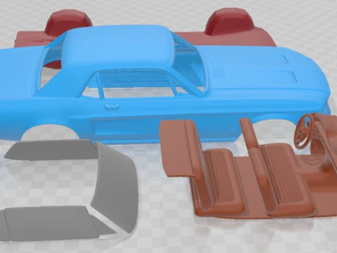 Mustang hardtop 1968 printable car 3D Print Model