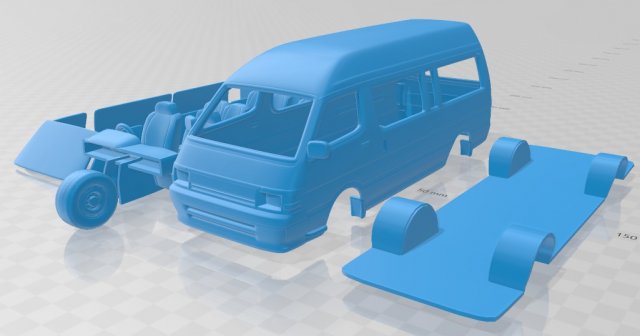 toyota hiace commuter 1992 printable van 3D Print Model .c4d .max .obj .3ds .fbx .stl .blend