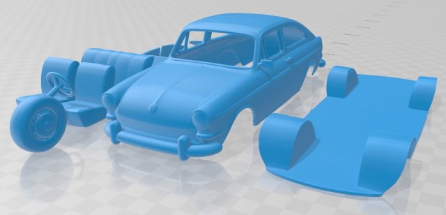 volkswagen 1600 type fastback 1965 printable car 3D Принт Модель .c4d .max .obj .3ds .fbx .stl .blend 