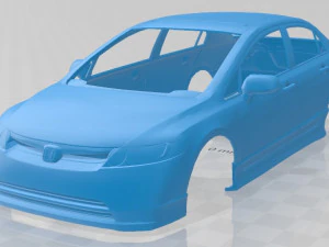 honda civic sedan 2007 yazdırılabilir g&ouml;vdeli araba 3D Baskı Modeli