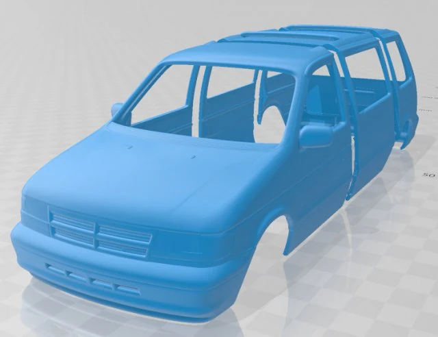 dodge caravan 1990 printable body van 3D Print Model .c4d .max .obj .3ds .fbx .stl .blend