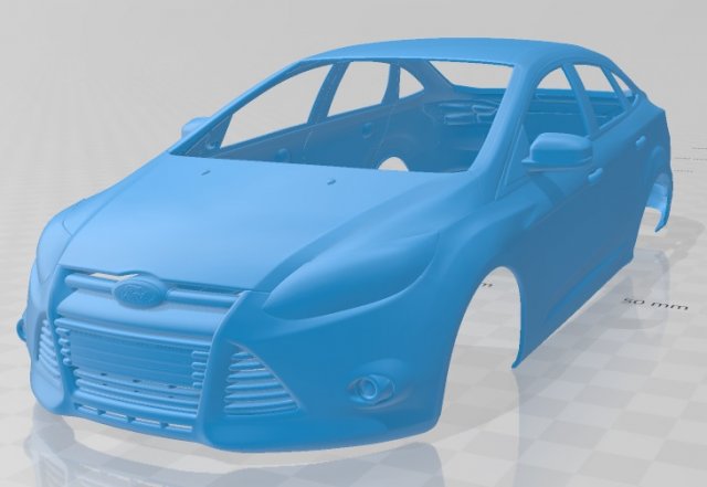 focus sedan 2011 printable body car Modello di stampa 3D .c4d .max .obj .3ds .fbx .stl .blend 