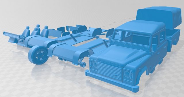 land rover defender 130 high capacity double cab pickup 2011 printable car Modelo de impresión 3D .c4d .max .obj .3ds .fbx .stl .blend 