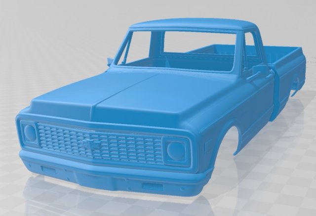 chevrolet c10 cheyenne pickup 1971 printable body car 3D 프린트 모델 .c4d .max .obj .3ds .fbx .stl .blend 