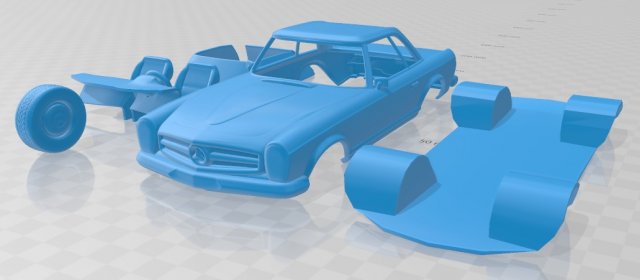 mercedes benz sl w113 1963 printable car Modèles 3D en vedette .c4d .max .obj .3ds .fbx .stl .blend 