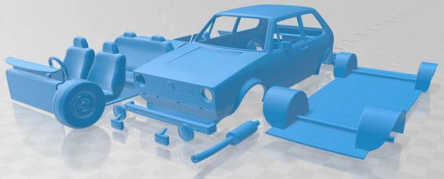 volkswagen golf a1 gti 1975 printable car 3D Print Model .c4d .max .obj .3ds .fbx .stl .blend 