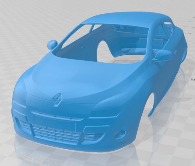 renault megane coupe 2010 printable body car 3D प्रिंट मॉडल .c4d .max .obj .3ds .fbx .stl .blend 