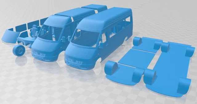 mercedes benz sprinter 903 passenger van l3h2 2000 printable 3D Print Model .c4d .max .obj .3ds .fbx .stl .blend 