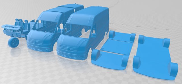 volkswagen crafter l1h2 2017 printable van 3Dプリントモデル .c4d .max .obj .3ds .fbx .stl .blend 