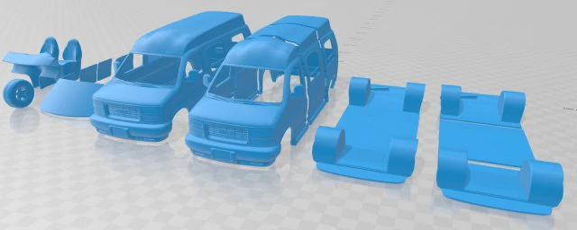gmc savana cargo van yf7 upfitter 1997 printable van 3D Print Model .c4d .max .obj .3ds .fbx .stl .blend