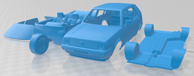 volkswagen golf mk2 5 door 1983 printable car 3D Print Model .c4d .max .obj .3ds .fbx .stl .blend 