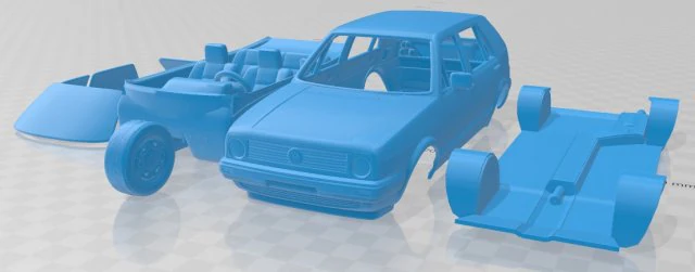 volkswagen golf mk2 5 door 1983 printable car 3D Print Model .c4d .max .obj .3ds .fbx .stl .blend 
