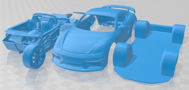 porsche 718 cayman gt4 2020 printable car Modello di stampa 3D .c4d .max .obj .3ds .fbx .stl .blend 