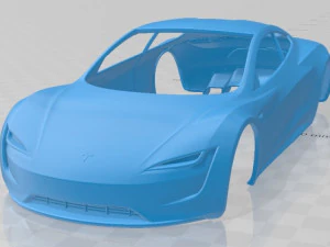 tesla roadster 2020 yazdırılabilir g&ouml;vdeli araba 3D Baskı Modeli