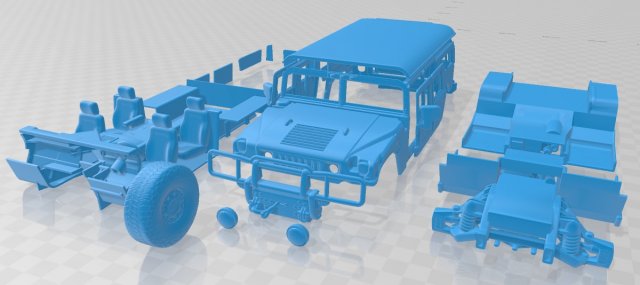 hummer h1 wagon printable car 3Dプリントモデル .c4d .max .obj .3ds .fbx .stl .blend 