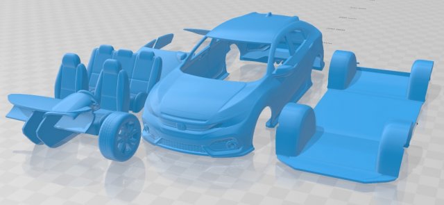 honda civic 2017 printable car 3D-printmodel .c4d .max .obj .3ds .fbx .stl .blend 