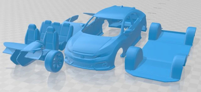 honda civic 2017 printable car 3D Print Model .c4d .max .obj .3ds .fbx .stl .blend 