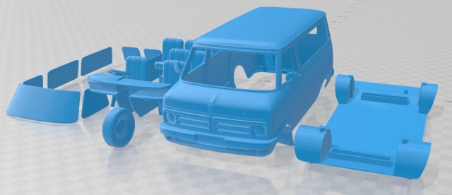 bedford cf minibus 1972 printable van 3Dプリントモデル .c4d .max .obj .3ds .fbx .stl .blend 