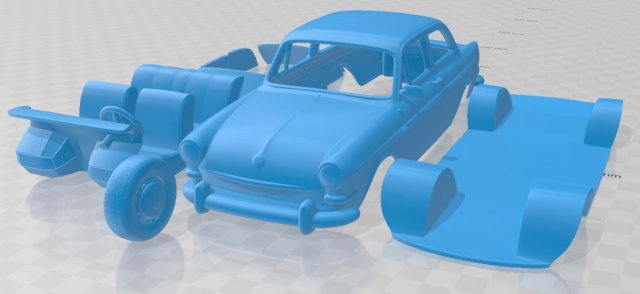 volkswagen 1600 type 3 sedan 1965 printable car 3D 프린트 모델 .c4d .max .obj .3ds .fbx .stl .blend 