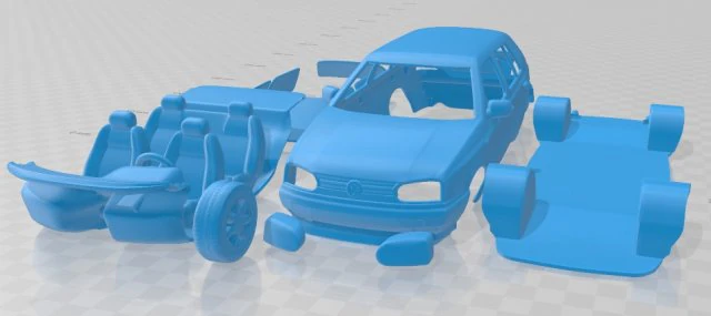 volkswagen golf 1993 printable car 3D Print Model .c4d .max .obj .3ds .fbx .stl .blend 