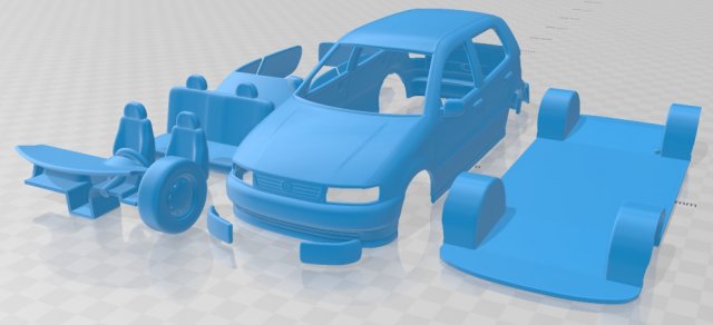 volkswagen polo 1994 5 doors printable car 3D Baskı Modeli .c4d .max .obj .3ds .fbx .stl .blend 