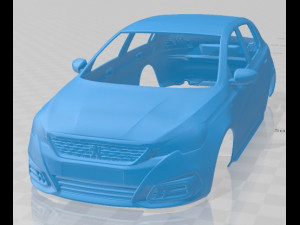 peugeot 308 gti 2017 printable body car Modèles 3D en vedette
