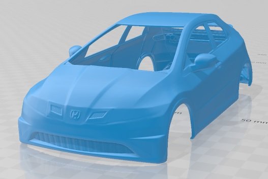 honda civic type r 2007 printable body car 3D-printmodel .c4d .max .obj .3ds .fbx .stl .blend 
