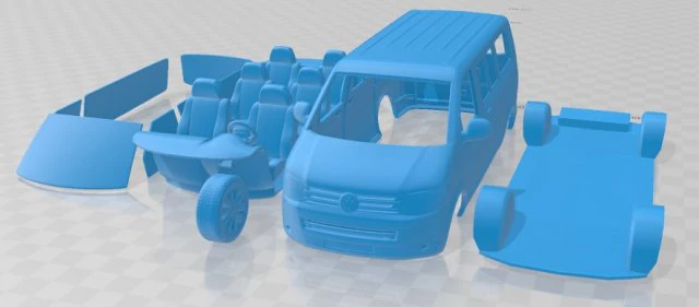 volkswagen transporter t5 caravelle multivan 2011 printable van 3D Print Model .c4d .max .obj .3ds .fbx .stl .blend