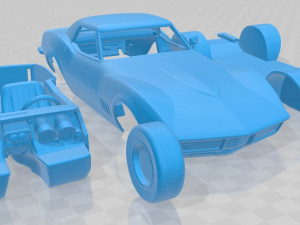 chevrolet corvette convertible 1968 printable car 3D Принт Модель