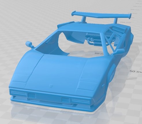 Countach 5000 QV 1985 Printable Body Car 3Dプリントモデル .c4d .max .obj .3ds .fbx .stl .blend 