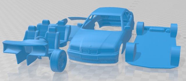 3 Series E36 Compact 1994 Printable Car 3D 프린트 모델 .c4d .max .obj .3ds .fbx .stl .blend 